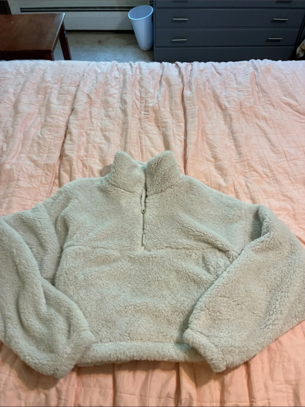 Old Navy Plush Sherpa Half-Zip Jacket - Cream XS
